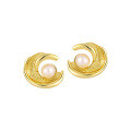 wholesale S925 Sterling Silver New Small and Original Ins High-end Luxury Geometric Irregular Inlaid Pearl Earrings for Women-0-6