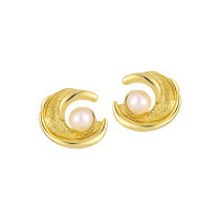 wholesale S925 Sterling Silver New Small and Original Ins High-end Luxury Geometric Irregular Inlaid Pearl Earrings for Women-EF1110/18K gold [with sterling silver ear plugs] &gt;925 silver