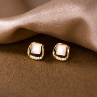 wholesale S925 Sterling Silver Minimalist Retro Synthetic Cat's Eye Stone Stud Earrings for Women, National Trend Elegant Earrings M01525-S925 silver pair gold model 925 silver