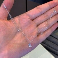 wholesale S925 Sterling Silver High-End Zircon Double-Layer Butterfly Necklace for Best Friend's Birthday Gift Women's Collarbone Chain Luxury Niche-Gold 925 silver