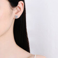 wholesale S925 sterling silver ear stud with 1 carat heart-shaped moissanite, sweet and elegant earrings, popular style in stock-0-3