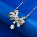 wholesale S925 Sterling Silver European and American New Style Bow Pendant Necklace for Women, Light Luxury Daily Fashion Wholesale-0-2