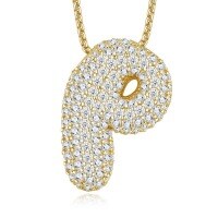 925 Silver Gold-Plated Letter Pendant Choker Necklace for Women-letter P