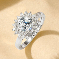 Metal Diamond Ring Flash Elegance Niche Design Cross-Border Wholesale-Sparkling Luxury Diamond Ring [K White]  10 US Size
