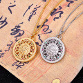 S925 Silver Eight Treasures Compass Pendant Round Necklace-0-2