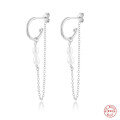wholesale S925 Sterling Silver Baroque Pearl C-Shaped Hoop Earrings, Chain Drop Ear Studs, Popular in and INS-0-4