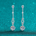 S925 Sterling Silver Moissanite Long Tassel Earrings-0-4