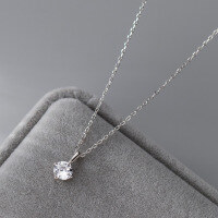 wholesale S925 Silver Nalan Live Sale Super Sparkly Collarbone Chain Sweet Ins Style Exquisite Minimalist Single Diamond Necklace Y02110-S925 silver necklace silver 925 silver
