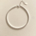 Sterling Silver Glitter Full-Zirconia Bracelet, Korean Light Luxury Niche INS Style-0-0