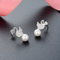 wholesale S925 Sterling Silver Swan Earrings for Women Korean Style with Zirconia Inlaid, Minimalist and High-End Earrings Wholesale Source Christmas Gift-0-3