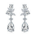 wholesale Sterling silver 7*11mm 3ct pear-cut moissanite stud earrings for women-0-0