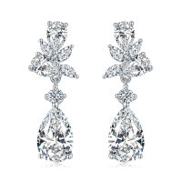 wholesale Sterling silver 7*11mm 3ct pear-cut moissanite stud earrings for women-All Moissanite &gt; 925 Silver (6+2.8 carats in total)