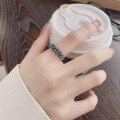 wholesale S925 Sterling Silver Retro Vintage Hand-Woven Geometric Cross Minimalist Adjustable Open Ring-0-3