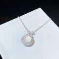 wholesale S925 Sterling Silver Exquisite Bottom-Sealed Pendant for Women, Bow Knot Cabochon Natural Chalcedony White Agate, Xiaohongshu Best-Seller Wholesale-0-2