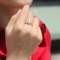 925 Silver Moissanite Four-Prong Bull Head Side Micro-Setting Ring-0-1