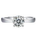 wholesale S925 Silver Adjustable Ring Simple and Elegant Four-Prong Solitaire Moissanite Ring for Women, Live Sale-0-4