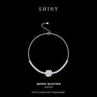 Sterling Silver Square Moissanite Bracelet, Simple Women's New Style High-End Live Stream Factory Direct Jewelry-S925 Sterling Silver + Zircon  925 Silver