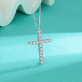 wholesale S925 Sterling Silver Cross Pendant with Moissanite and Full Diamond, Fashionable and Versatile Necklace for European and American Foreign Trade-0-1