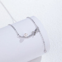 wholesale Pure Silver Small Niche Designer Pearl Necklace for Women with Bohemian Tassel Bow Choker, 520 Valentine's Day Gift-Shell Pearl Necklace 925 Silver
