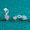 S925 Sterling Silver Moissanite Knot Heart Earrings-0-1