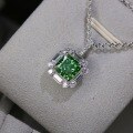 wholesale S925 Sterling Silver Small Fresh Apple Green Ice-Cut Necklace for Women with Colored Gemstone Pendant, Direct Factory Supply-0-1