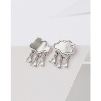 wholesale 925 Sterling Silver Cloud Ingot Drop Oil Fringe Earrings for Women, Fashion Niche Design Luxury High-end Ear Accessories-Shell Earrings-with Plastic Earplugs 925 Silver