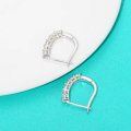 wholesale 925 Sterling Silver Moissanite Hoop Earrings for Women, Minimalist Design Row of Diamond Ear Clips, Elegant Wholesale Korean Style Earrings-0-1