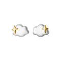 wholesale 925 Silver Nalan Star and White Cloud Ear Studs, Japanese and Korean Style Cute and Sweet Gift for Women's Ear Jewelry M01854-0-4