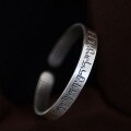 wholesale 999 Silver Matte Bangle Women's Jewelry Pure Silver Sanskrit Six-Word Mantra for Peace and Protection Openable Silver Accessory-0-5