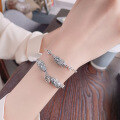 wholesale S925 Sterling Silver Auspicious Pattern Antique Craft Coin Pi Xiu Bracelet, Literary Retro Ethnic Style-0-3