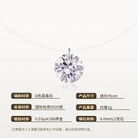 925 Sterling Silver Invisible Fishline Moissanite Teardrop Pendant-Fishing line necklace with stone thread  8.0mm/2-carat moissanite/S925 sterling silver