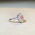 wholesale S925 Sterling Silver Pink Heart Ring for Women, Minimalist and Cute Style with Pink Diamond, Simple and Lovely, Trendy for Wholesale-0-2