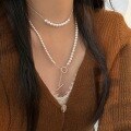 wholesale S925 Sterling Silver Matte Bead Long Pendant Necklace Women New Korean Style Fashion Minimalist Chic Collarbone Chain-0-3