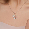 wholesale S925 Silver Fashion Korean Style Inlaid Moissanite Dolphin Love Women's Small Design Luxury Collarbone Chain Does Not Fade-0-3