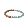 wholesale Metal material first, natural sinking water agarwood bead bracelet for women, single strand layered with jadeite blue water ice type jade stone new Chinese style niche sandalwood-0-4