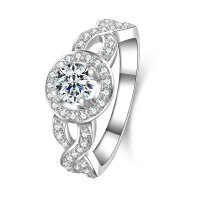Zirconium Crossed Arms Light Luxury Cocktail Ring, Xiaohongshu Style-Micro-paved twisted diamond ring [K white]  US size 8