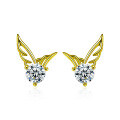Sterling Silver Moissanite Dual-Wing Stud Earrings-0-5