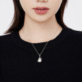Sterling Silver Dainty Bow Pendant Necklace with Freshwater Pearls-0-2