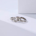 wholesale S925 Sterling Silver Inseparable Couple Rings, Niche Design Matching Bands, Sterling Silver Pair Commemorative Couple Rings-0-3