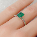 wholesale S925 Sterling Silver 6*8 Green Zircon Ins Style Daily Minimalist Versatile Ring for Women-0-3