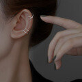 wholesale S925 Sterling Silver No-piercing Ear Cuffs For Women, Ins Minimalist Style, Small Unique Design, Elegant And Simple Double-layer Cross Ear Cartilage Clips-0-3