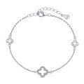 wholesale S925 Sterling Silver Korean-style Ins Fashion New Four-leaf Clover Round Diamond Zircon Design High-end Sense Bracelet for Women-0-7