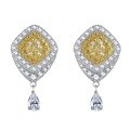 wholesale S925 Sterling Silver ZHUO Zhifan Designer Edition High Carbon Diamond 6*6 Yellow Diamond Stud Earrings Women's Light Luxury Ear Jewelry-0-4