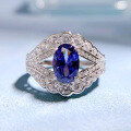wholesale 925 Silver New Tanzanite 6*9mm Oval Ice Flower Cut High Carbon Diamond Sweet Ins-0-1