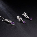 wholesale S925 Silver New Design Sense Natural Amethyst Gemstone Earrings French Romantic Style Inlaid with Natural Colored Gemstones-0-2