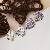 wholesale S925 Silver Ear Studs Women Korean Style Zircon Spiral Twist Drill Earrings Elegant Jewelry Wholesale and Drop Shipping-White earrings [not with Tremella plug]