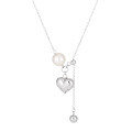 wholesale S925 Sterling Silver Swarovski Pearl Heart Necklace for Women, Minimalist Style, High-End Ins Feel, Elegant Collarbone Chain-0-5