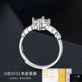 Sterling Silver Moissanite Deer Antler Open Ring for Women-0-1