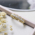 wholesale 14K gold-plated sterling silver jewelry with Japanese-inspired delicate lace openwork floral motifs and sparkling moissanite ring, a fashionable accessory-0-2