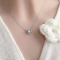 wholesale Original S925 Sterling Silver Happy Planet Necklace with Love, a Niche and Light Luxury Pendant for Women Featuring Moonstone, Same Style as Xiaohongshu-0-3